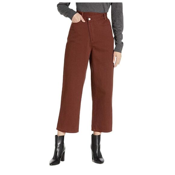 C/MEO Collective Cross Over Wide Leg Cropped Jeans in Mahogany Size 4 NWT - Picture 1 of 10